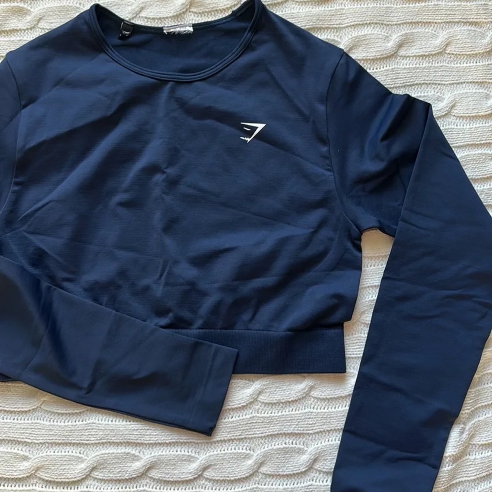 Gymshark Dark Blue Long Sleeve Crop Top